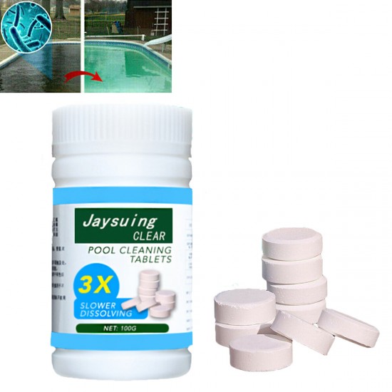 100 Pcs Swimming Pool Chlorine Tablets High Content Chlorine Effervescent Sanitizing Tablet Cleaning for Swimming Pool