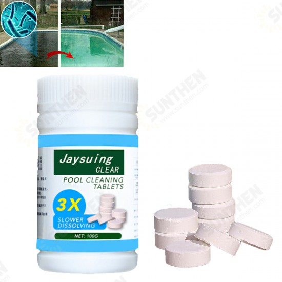 100 Pcs Swimming Pool Chlorine Tablets High Content Chlorine Effervescent Sanitizing Tablet Cleaning for Swimming Pool