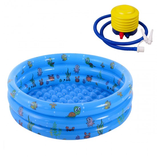 130/150CM Swimming Pool Children's Baby Paddling Pool Round Bubble Bottom Inflatable Pool with Air Pump Toddler Games Kids Pool