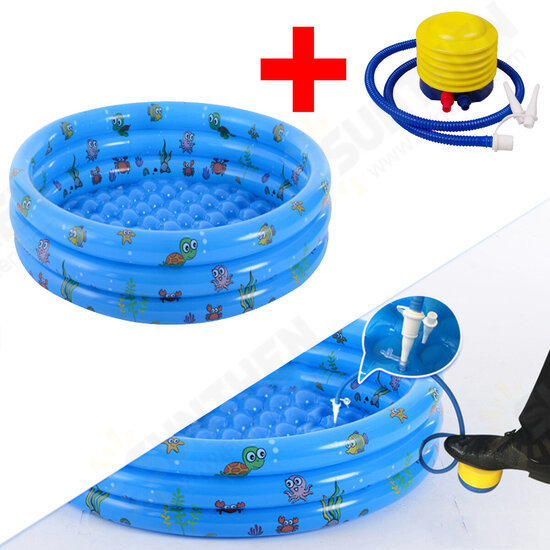 130/150CM Swimming Pool Children's Baby Paddling Pool Round Bubble Bottom Inflatable Pool with Air Pump Toddler Games Kids Pool