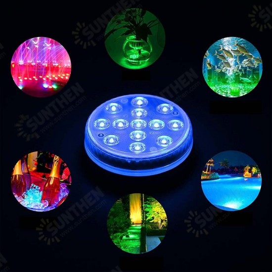 13LED Magnetic Sucker Submersible Light Waterproof Remote RGB Underwater Lights for Hmoe Party Aquarium Pool Bathtub Vase Decor