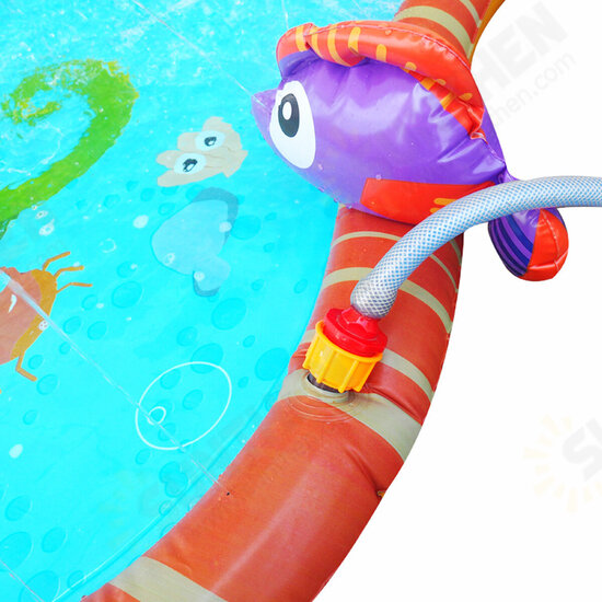 140x97x7cm Big 3D Sea Fish Starfish Turtle Doll Kids Inflatable Splash Pool Water Pond Shape Spray Pad Sprinkler Mat Kids Outdoor Play Fun Toy