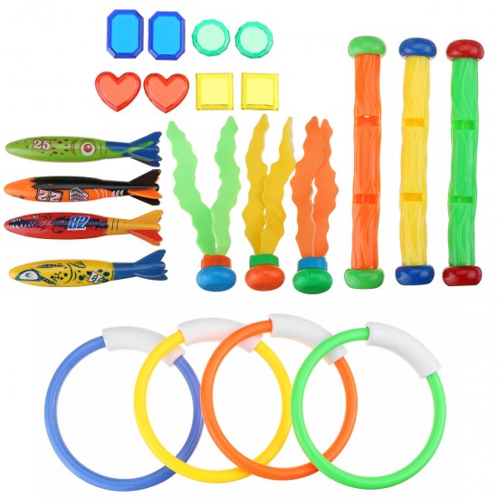 22 Pcs Diving Toys Dive Ring Torpedo Sticks Summer Swimming Recreation Kit Set Underwater Toys