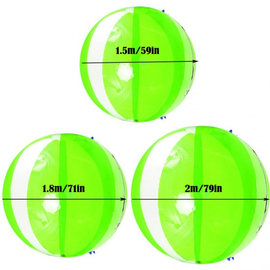 2M/6.6ft Inflatable Float PVC Ball Soft Water Walking Ball With Zipper Swimming Pool Rolling Dance Ball Water Play Toys Kids Adult Green