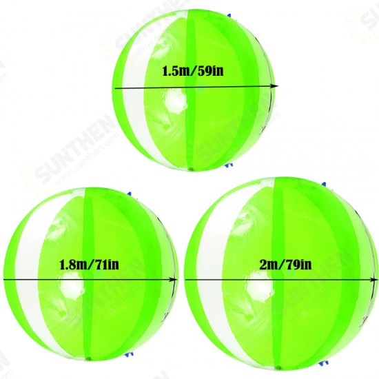 2M/6.6ft Inflatable Float PVC Ball Soft Water Walking Ball With Zipper Swimming Pool Rolling Dance Ball Water Play Toys Kids Adult Green