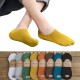 5 Pairs Men Women Cotton Socks No-show Low Cut Socks Silicone Anti-slip Boys Girls Boat Socks