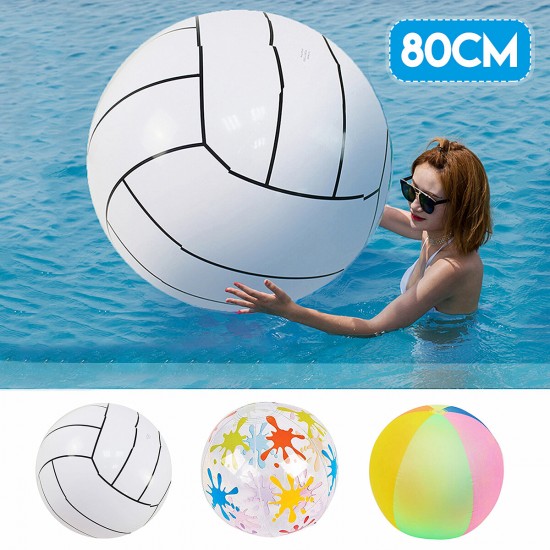 80cm Inflatable Beach Ball Adult Kids Swimming Pool Water Toys Summer Water Sport Play Ball Gift Camping Beach Travel