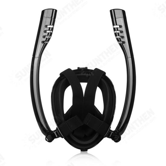 Antifog Double Tube Full Face Snorkel Scuba Diving Mask Swim Breathing Goggles With Camera Mount