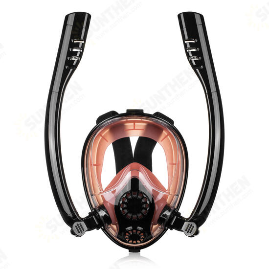 Antifog Double Tube Full Face Snorkel Scuba Diving Mask Swim Breathing Goggles With Camera Mount