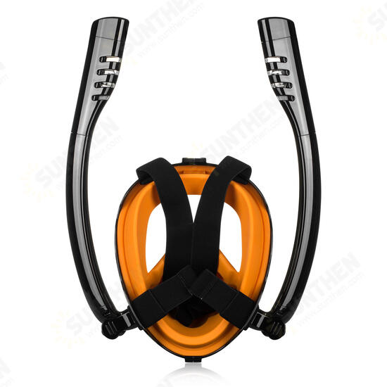 Antifog Double Tube Full Face Snorkel Scuba Diving Mask Swim Breathing Goggles With Camera Mount