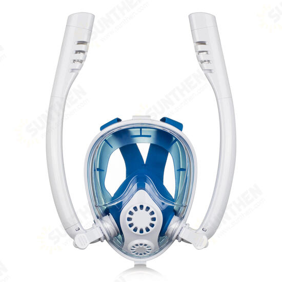 Antifog Double Tube Full Face Snorkel Scuba Diving Mask Swim Breathing Goggles With Camera Mount