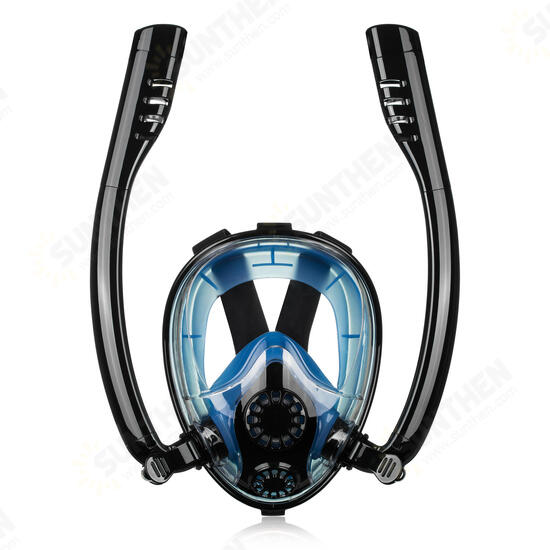 Antifog Double Tube Full Face Snorkel Scuba Diving Mask Swim Breathing Goggles With Camera Mount