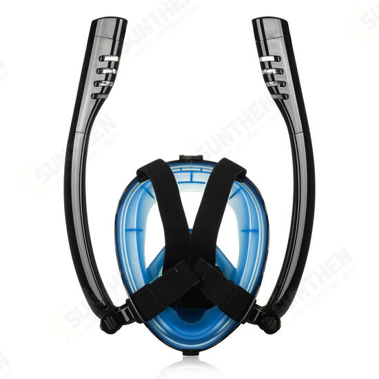 Antifog Double Tube Full Face Snorkel Scuba Diving Mask Swim Breathing Goggles With Camera Mount