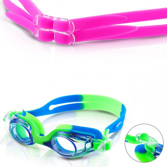 2Pair Children's Swimming Goggles with Mesh Bag Silicone Anti-Fog Protection Goggles for Kids