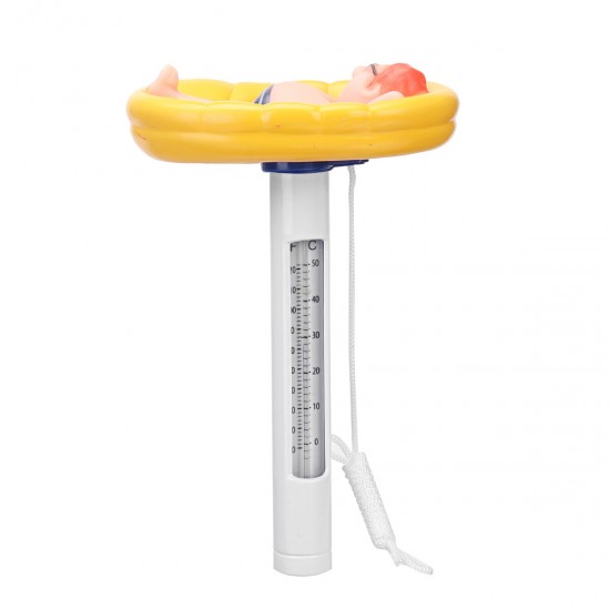 Cartoon Shatter Resistant Floating Pool Thermometer With String For Swimming Pools Spas Hot Tubs Water Temperature Tester Tool