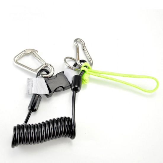 SSA-FDS21 Diving Anti-lost Rope Stainless Steel Spring Rope Camera Rope Hanging Rope Diving Accessories-Black/White