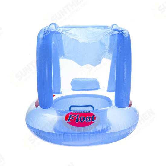 Kids Baby Swim Seat Boat Inflatable Float Cushion Sunshade Swimming Ring-Blue/Pink