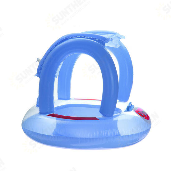 Kids Baby Swim Seat Boat Inflatable Float Cushion Sunshade Swimming Ring-Blue/Pink