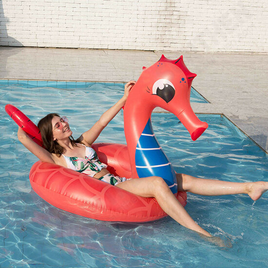 Large Seahorse Inflatable Hippocampus Giant Swimming Pool Ring Floats Bed Water Pool Raft Camping Beach Water Sport Toys Lounge Travel