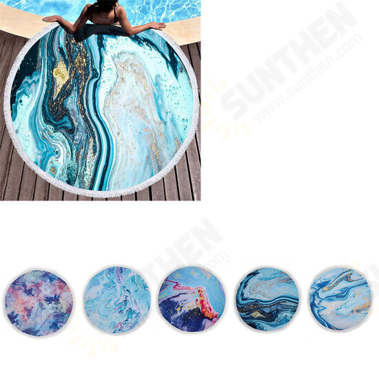 Multifunction Round Beach Blanket Sunscreen Shawls Wall Hanging Beach Mat Camping Travel Picnic Mat