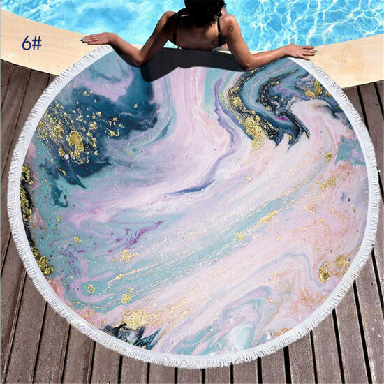 Multifunction Round Beach Blanket Sunscreen Shawls Wall Hanging Beach Mat Camping Travel Picnic Mat