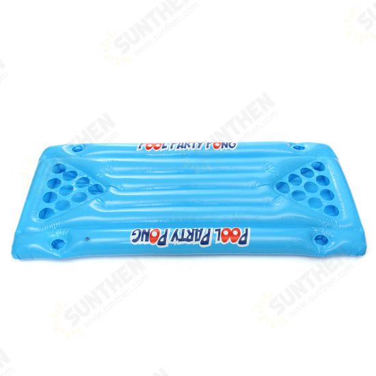 PVC Inflatable Beer Pong Ball Table Water Floating Raft Lounge Pool Drinking Game 24 Cups Holder