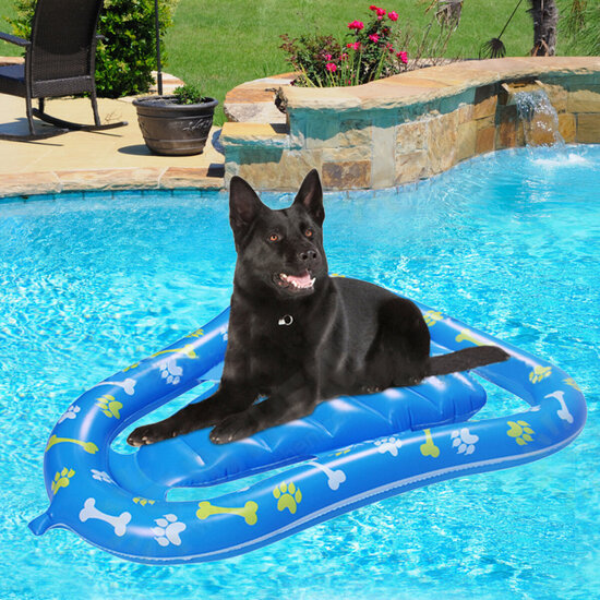 PVC Inflatable Pet Dual-Use Person/Dog Floating Bed Blowing Air Floating Row Pet Floating Bed Elastic Comfortable Swimming Floating Bed