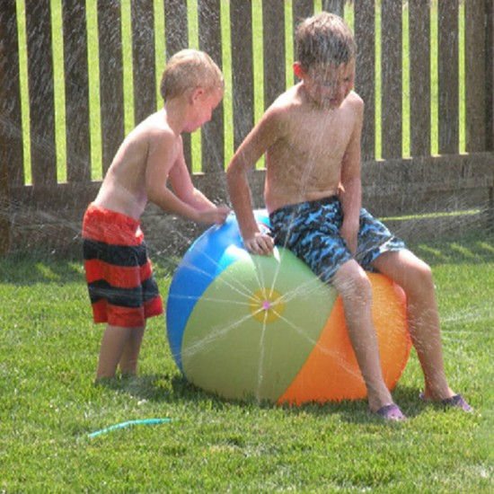 Rainbow Beach Balls Inflatable Water Spray Beach Ball Summer Outdoor Sport Game Kids Sprinkler Toy ball