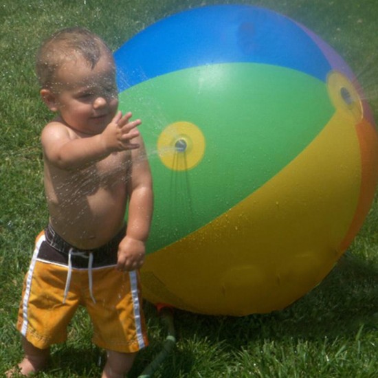 Rainbow Beach Balls Inflatable Water Spray Beach Ball Summer Outdoor Sport Game Kids Sprinkler Toy ball