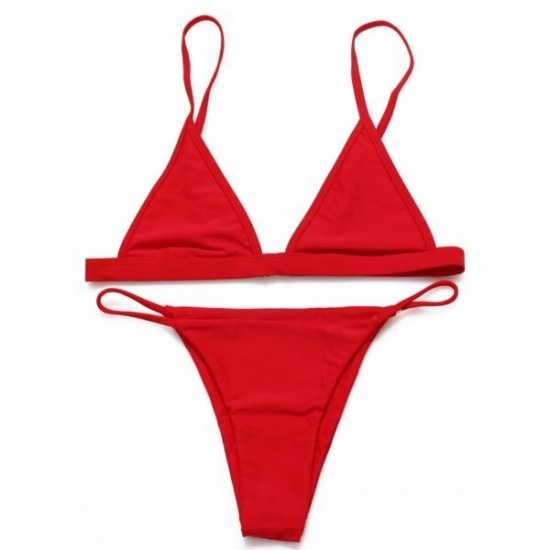 Sexy Original Solid Color Nylon Swimsuit Split Bikini Sets