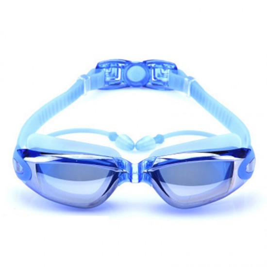 Swimming Goggles One-piece Earplug No Leaking Anti Fog Clear Vision Large Frame Eye Protection Wide Angle Swimming Glasses for Adult
