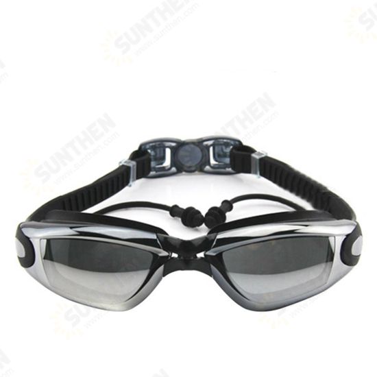 Swimming Goggles with Earplug Waterproof Anti Fog Mirrored Large Frame HD Goggles for Men Women