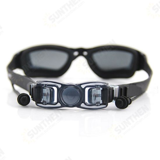 Swimming Goggles with Earplug Waterproof Anti Fog Mirrored Large Frame HD Goggles for Men Women