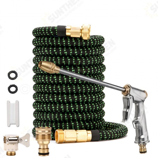 25-100FT Expandable Garden EU Plug Hose Durable Flexible Lightweight Water Spray Guns