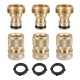 3 Sets Brass Pipe Hex Nipple Fitting Quick Coupler Adapter 3/4inchGHT Brass Male to Female Thread Brass Pipe Connectors