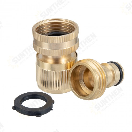 3 Sets Brass Pipe Hex Nipple Fitting Quick Coupler Adapter 3/4inchGHT Brass Male to Female Thread Brass Pipe Connectors