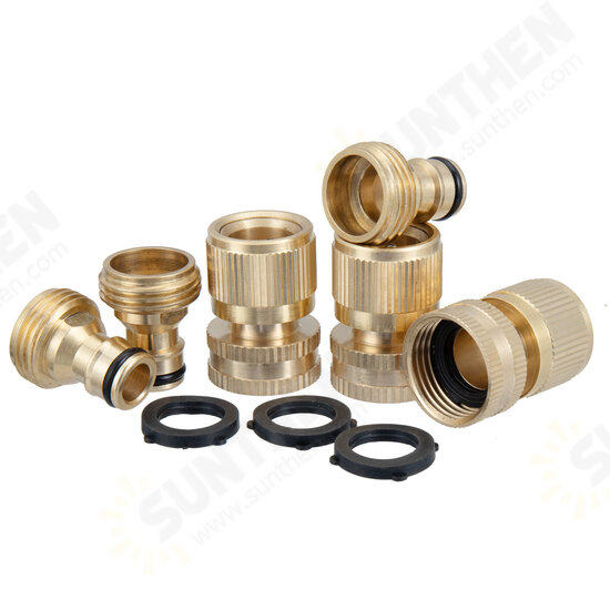 3 Sets Brass Pipe Hex Nipple Fitting Quick Coupler Adapter 3/4inchGHT Brass Male to Female Thread Brass Pipe Connectors