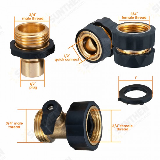 3/4' Garden Hose Quick Connect Water Hose Fit Brass Female Male Connector Set