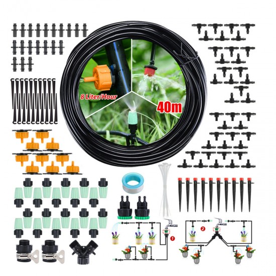 131Ft/40M Automatic Drip Irrigation DIY Garden Plant Watering Kit Micro Drip Irrigation System Hose Kits