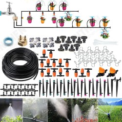 Drip Irrigation Kit 59FT/18m Garden Watering System Greenhouse Patio Automatic Irrigation Kits with Double-way Brass Threaded Connector & 4 Kinds of Sprayers Easy Install Control Drip Irrigation Kit 59FT/18m Garden Watering System Greenhouse Patio Automatic Irrigation Kits with Double-way Brass Threaded Connector & 4 Kinds of Sprayers Easy Install Control