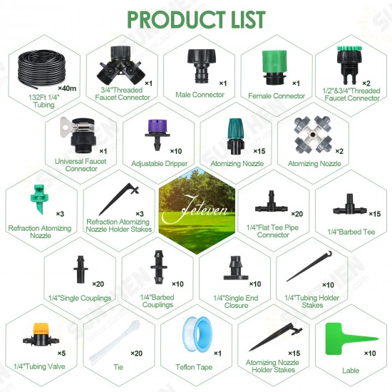 40M Drip Irrigation Kit Automatic Sprinkler DIY Garden Watering Micro Drip Irrigation System Hose Kits