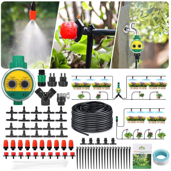 Drip Irrigation Kit with Water Timer Water Pipe and Full Language Manual and Other Accessories