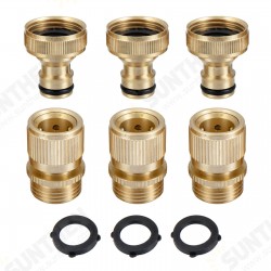 Brass Inner Teeth Quick Connector Set 3/4inch GHT Brass Garden Hose Quick Connector With Washers Brass Inner Teeth Quick Connector Set 3/4inch GHT Brass Garden Hose Quick Connector With Washers