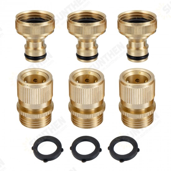 Brass Inner Teeth Quick Connector Set 3/4inch GHT Brass Garden Hose Quick Connector With Washers