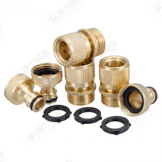 Brass Inner Teeth Quick Connector Set 3/4inch GHT Brass Garden Hose Quick Connector With Washers