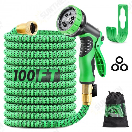 75FT/100FT US Standard Expandable Flexible Green Garden Water Hose Plastic Hose Garden Watering Sets