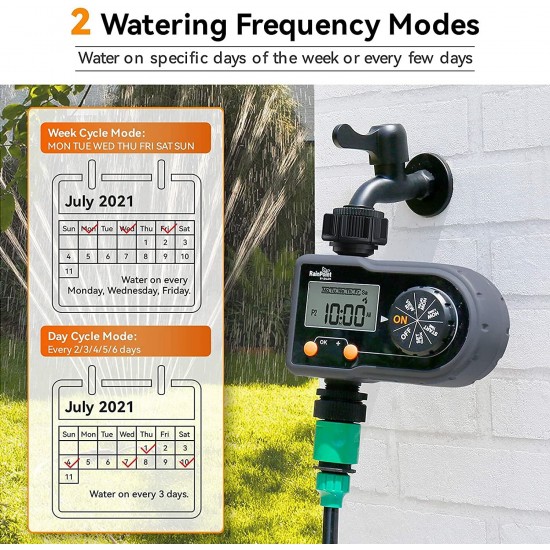 Sprinkler Timer Water Hose Timer with 3 Programs Digital Irrigation Timer System with Week/Day Cycle Frequency Manual/Automatic Mode