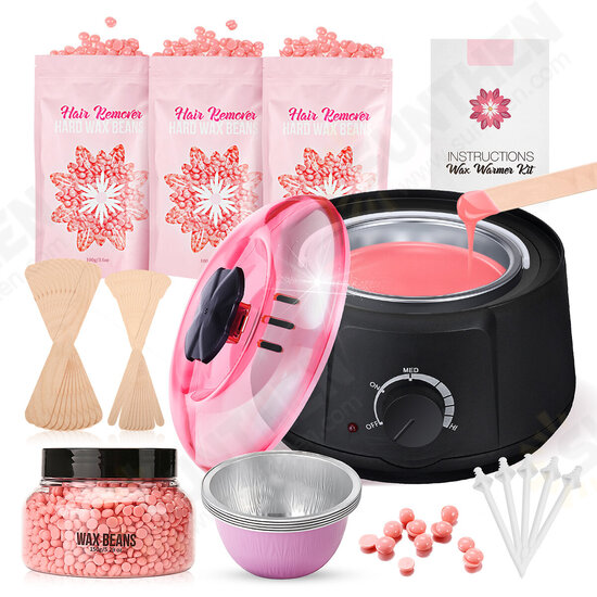 Waxing Hair Removal Set Wax Machine Warmer Heater Beads Spatulas Bowls Depilatory Tools