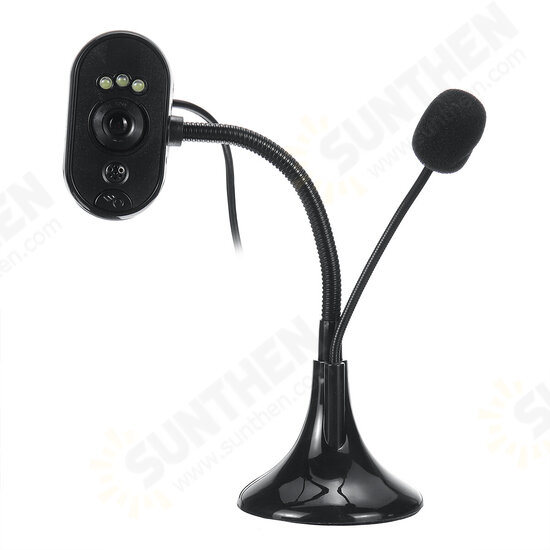 HD Webcam with Microphone Night Vision Camera 480P/720P/1080P USB Computer Desktop Web Cam Facecam Adjustable Rotation