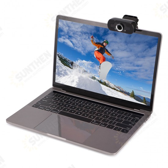 1080P HD Webcam Auto-Focus 30FPS USB Wired Foldable Computer Camera with Built-in Microphone